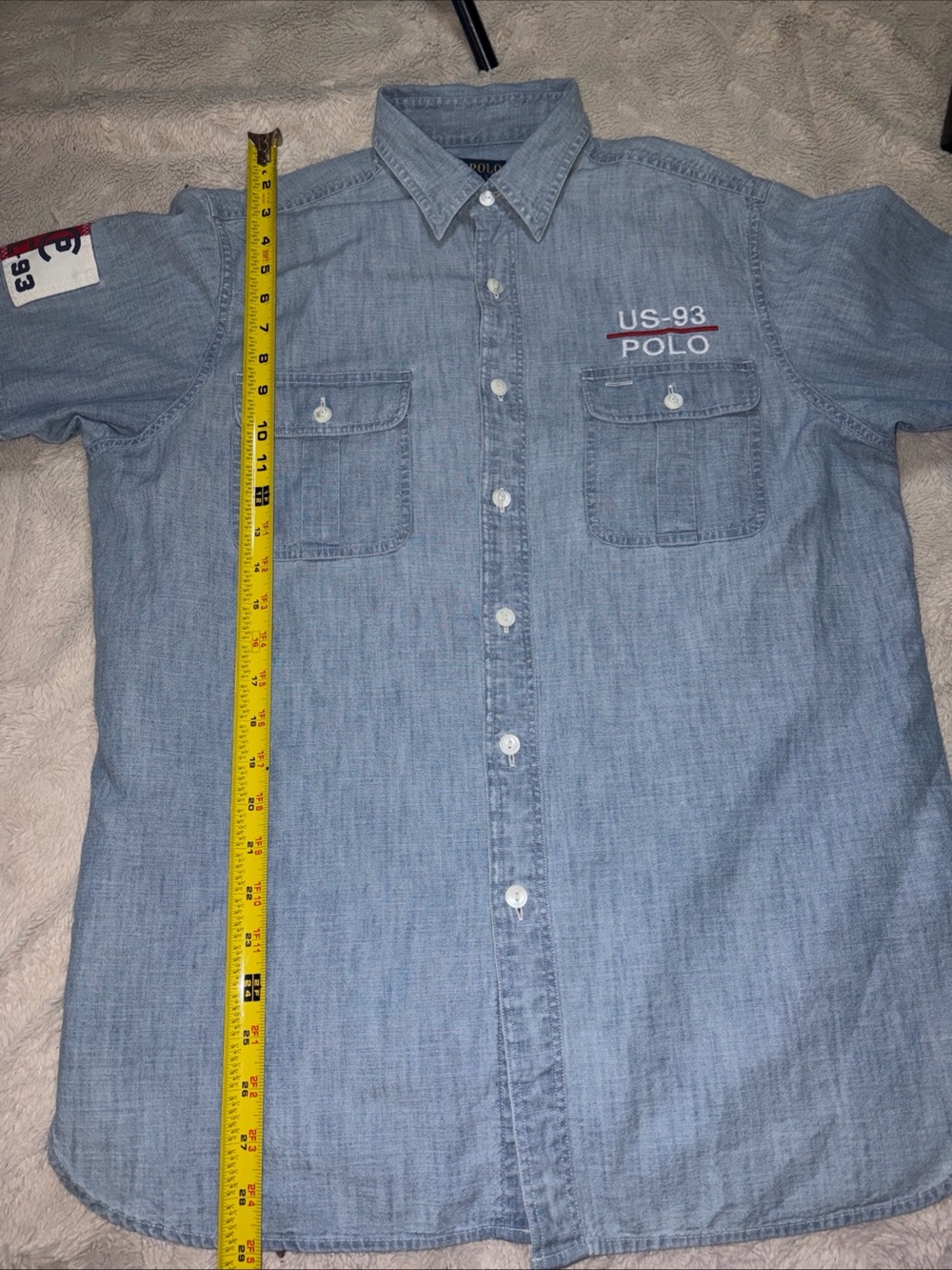 Vintage 90’s Polo Ralph Lauren CP-RL 93 button up Shirt Denim Blue Size Medium